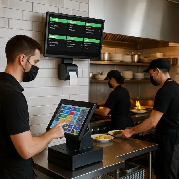 pedidos por zonas de cocina con HIOPOS y HIOSCREEN